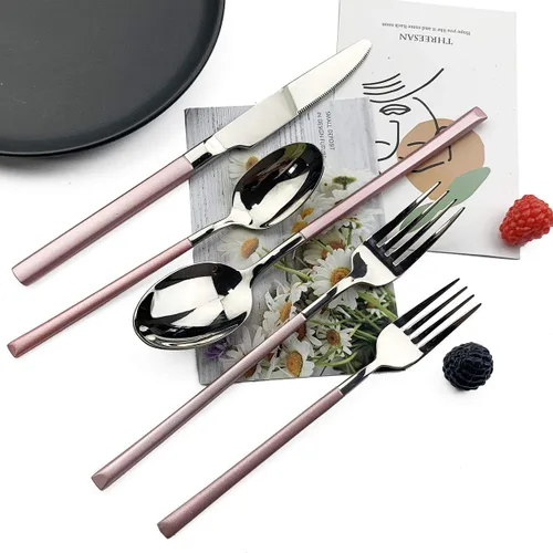 Miniatura 2 de JASHII Juego de cubiertos de 20 piezas de cubiertos de acero inoxidable 18/10 para 4, regalo resistente, cuchillo pulido espejo, tenedor, cuchara