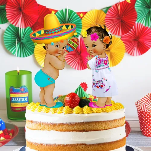 Miniatura 2 de Centro de mesa de fiesta mexicana para niño y niña, recortes de taco, cumpleaños, baby shower, cinco de mayo, decoración de mesa (niño)