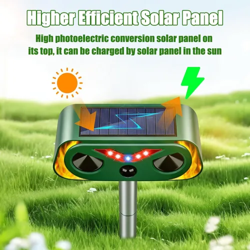 Miniatura 3 de Repelente de animales ultrasónico solar mejorado 2026 Repelente de animales para exteriores con sensor de movimiento, luz flash, repelente
