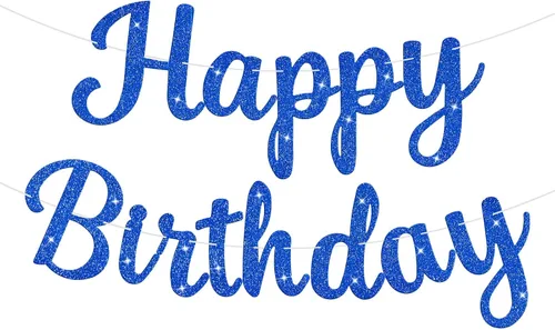 Miniatura 15 de Letrero de Pancarta de Feliz Cumpleaños Negro con Purpurina, Guirnalda de Cumpleaños Pancartas de Pared y Puerta Bandera para Mujeres Hombres Niños