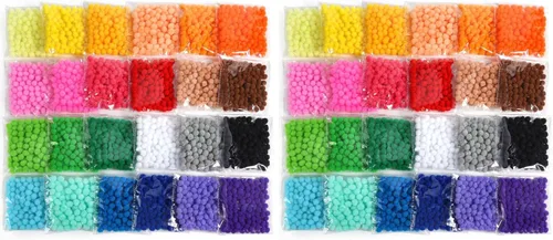 Miniatura 8 de Caydo 2400 pompones de 0.39 pulgadas, bolas de pompones pequeñas multicolor con 100 ojos ondulados para niños, proyectos de manualidades