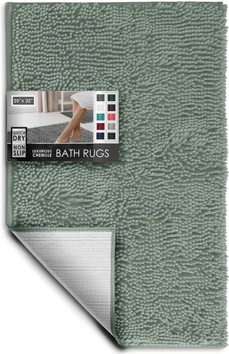 Miniatura 103 de Hearth & Harbor Alfombras de baño, tapete de baño de chenilla - Alfombras de baño lavables a máquina para baño con respaldo antideslizante de goma