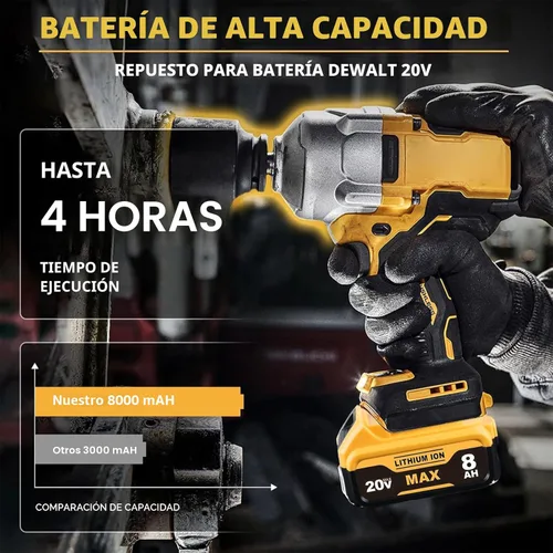 Miniatura 7 de 8.0Ah Compatible con la batería DeWalt 20V Max DCB200 DCB201 DCB180 DCB203 DCB204 DCB206 para herramientas eléctricas sin cable con indicador LED
