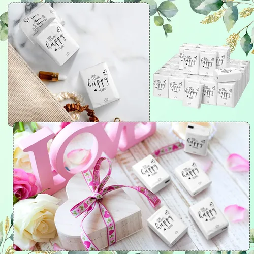Miniatura 7 de Spiareal 50 pañuelos de lágrimas felices para boda de 3 capas para tus lágrimas felices, paquetes de pañuelos para invitados, mini papel de bolsillo