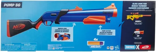 Miniatura 4 de Nerf - Pistola de bombeo SG de Fortnite, acción de bombeo de mega dardos, retrocarga, 4 mega dardos oficiales, para jóvenes, adolescentes, adultos