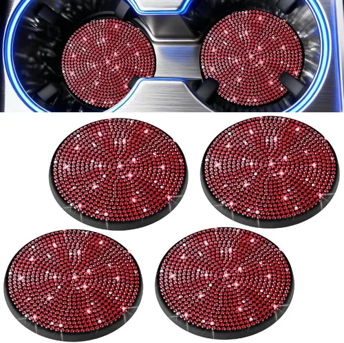 Miniatura 15 de BFXM 2 piezas de portavasos brillantes, portavasos antideslizantes de silicona con diamantes universales de 2.75 pulgadas, accesorios brillantes