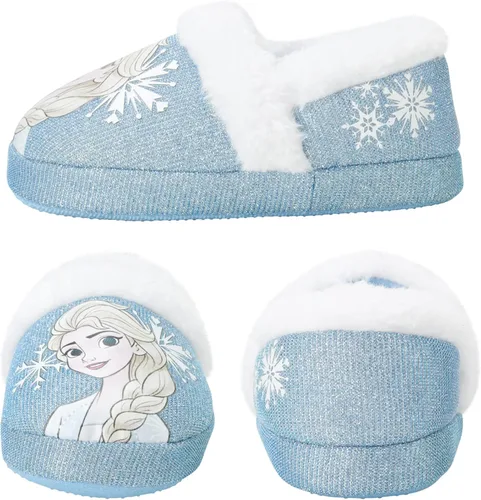 Miniatura 3 de Disney Girls' Frozen Slippers - Plush Fuzzy Elsa and Anna Slippers with Non-Skid Soles (ToddlerLittle Kid)