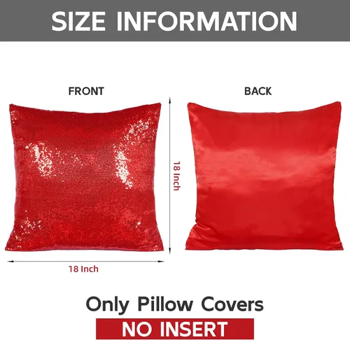 Miniatura 5 de Poise3EHome Fundas de almohada de lentejuelas de 18 x 18 pulgadas, fundas de almohada decorativas rojas para sofá, cama, sala de estar, Navidad Rojo