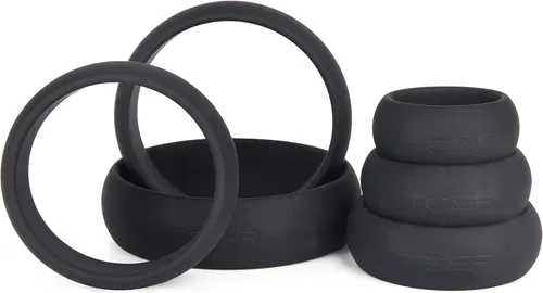 Miniatura 4 de Autofor Super elástico de silicona negro anillo para pene, transparente