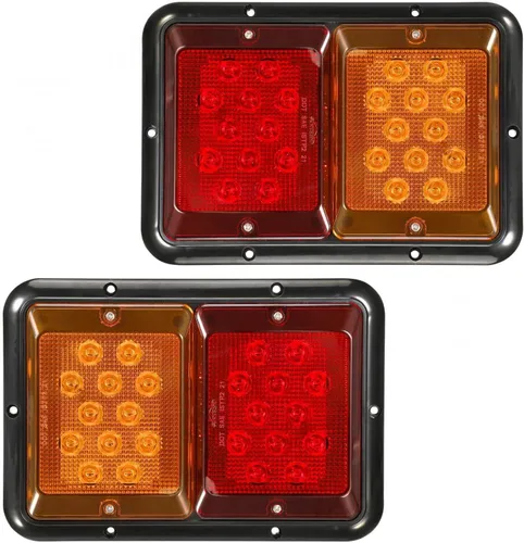 Miniatura 8 de Partsam 2 luces traseras LED dobles para remolque con montaje horizontal, luces traseras de doble parada, 33 LED, montaje en superficie, luces Rojo
