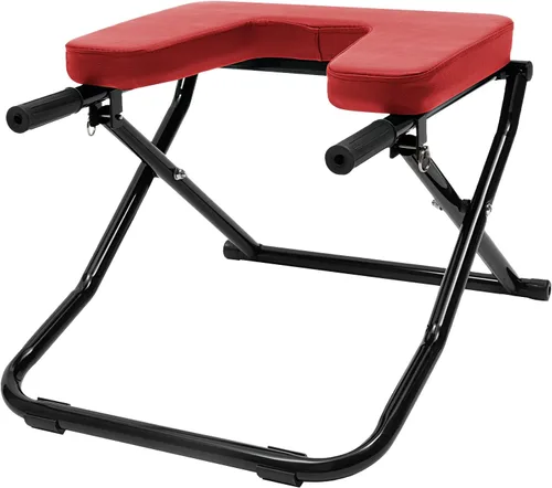 Miniatura 4 de Banco de inversión de yoga, banco plegable de yoga con almohadillas de poliuretano, soporte de cabeza, silla al revés para entrenamiento de Rojo