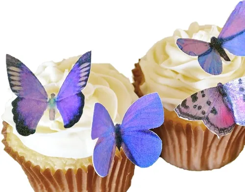 Sugar Robot Inc. Mariposas comestibles para decoración de pasteles, tamaño pequeño, fabricado en los Estados Unidos, decoración para pasteles de
