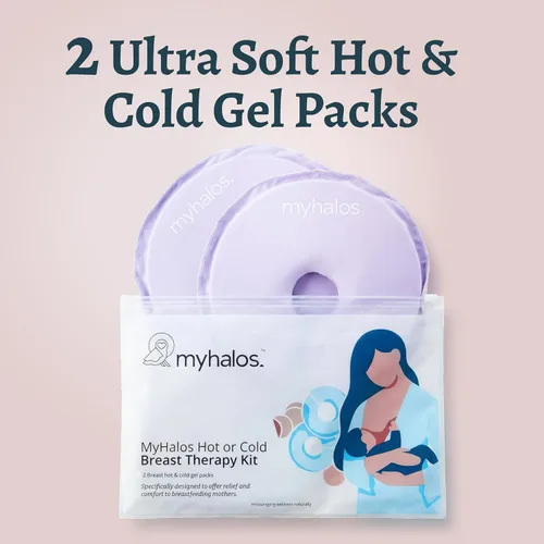 Miniatura 2 de MyHalos® Almohadillas de terapia mamaria para lactancia materna – 2 almohadillas reutilizables de compresión caliente y fría, esenciales
