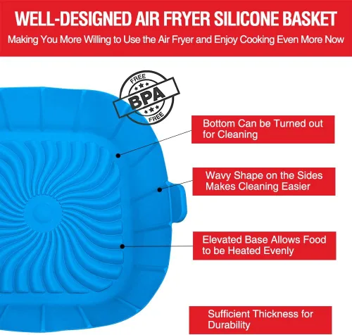 Miniatura 7 de Forros de silicona para freidora de aire para freidoras pequeñas de aire de 2 a 3 QT, olla de cesta y tazón de silicona reutilizable antiadherente