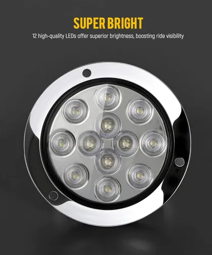 Miniatura 4 de Partsam 4 faros rojos + 2 faros blancos de 4 pulgadas, LED, redondos, luz de freno, giro, reversa, faros antiniebla, incluye soporte de brida, 12