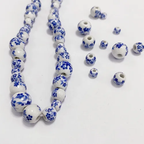 Miniatura 6 de Cuentas redondas de porcelana de cerámica para hacer joyas, tamaños surtidos de 0.236 in, 0.315 in, 0.394 in, 0.472 in, total de 80 cuentas Azul
