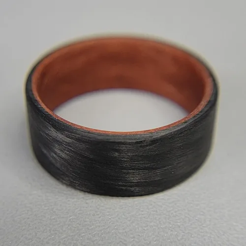 Miniatura 6 de Handmade Ring Band - Men's or Women's Carbon Fiber Ring with Copper Composite Interior, Matte Finish, Flat Black Band, Durable, Waterproof, Sizes