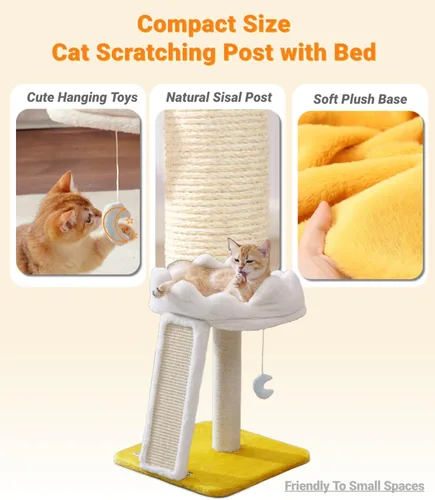 Miniatura 4 de Happi N Pets Nueva torre de árbol en forma de nube para gatos, poste para rascar con cama, árbol pequeño para gatos, torre compacta para gatos