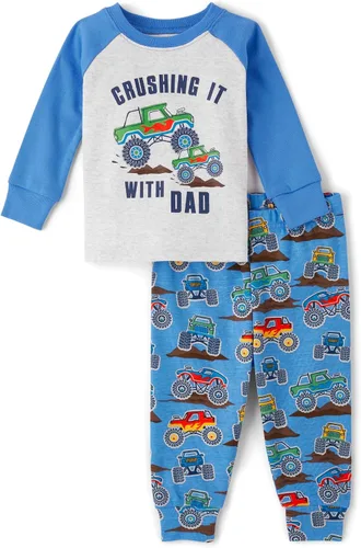 Miniatura 16 de The Children's Place - Conjunto de pijama de manga larga con botones para bebé niño, ajustado, 100% algodón, 2 piezas