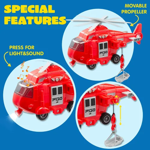 Miniatura 4 de JOYIN Juguetes de camiones de bomberos para niños de 3, 4, 5, 6, 7 años - Camión de bomberos, vehículo de emergencia, camión de bomberos para niños