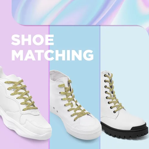 Miniatura 3 de MOTZU 2 pares de cordones planos con purpurina de 45 pulgadas para zapatillas de lona atléticas, cordones brillantes para zapatos de niños