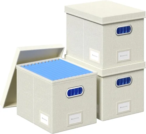 Caja organizadora de archivos - Cajas de archivos para colgar archivos con tapa, juego de 3 carpetas decorativas colgantes organizadoras con rieles