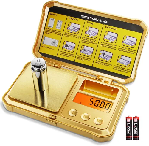 Miniatura 11 de Báscula de bolsillo de gramos Fuzion, báscula digital para joyería de 500 g x 0.01 g, báscula mini de 6 modos de conversión con pantalla LCD, tara