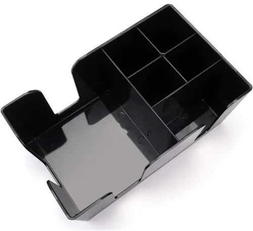 Miniatura 3 de Tebery Paquete de 3 barras de plástico negro con 6 compartimentos, organizador de barra recargable para servilletas, palillos de dientes, pajitas