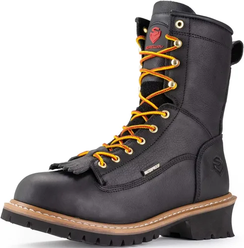 Miniatura 8 de SUREWAY Men's 8" Waterproof Steel-Toe Logger Work Boot,Superior Oil/Slip Resistant,Thicker Full Grain Leather,Wedge Rubber Sole,EH Rated