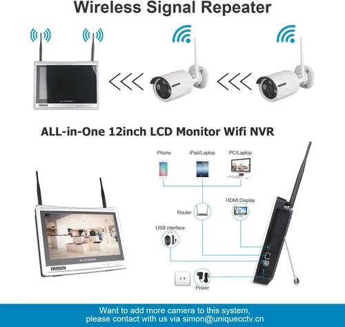 Miniatura 5 de [8 canales expandibles] Sistema de cámaras de seguridad para el hogar 2K 3MP con monitor de 12 pulgadas y kits de vigilancia combo NVR con disco Con