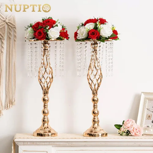 Miniatura 2 de NUPTIO Paquete de 6 arreglos de bolas de flores artificiales, 15 cabezas de rosas de plástico con base, adecuado para soporte de flores para centros