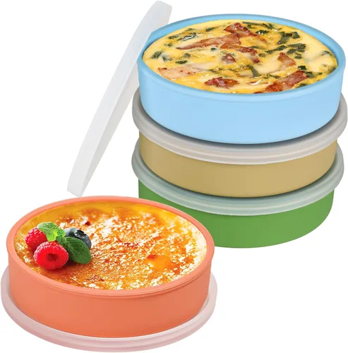 Miniatura 12 de Webake Molde para pasteles de 5 pulgadas para hornear moldes redondos antiadherentes, LFGB Platinum Silicon Air Freidora de aire Juego de 4