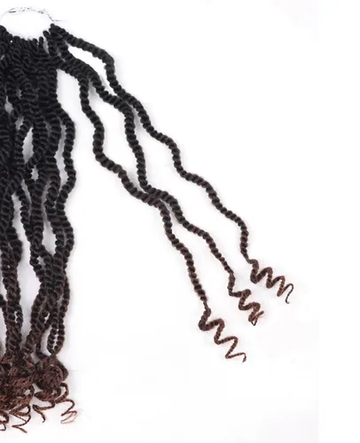 Miniatura 5 de Trenzas Senegaleses de Ganchillo con Puntas Rizadas 3 Tonos 12 Pulgadas 8 Paquetes de Trenzas Cortas de Ganchillo para Mujeres Negras Pre-enrolladas