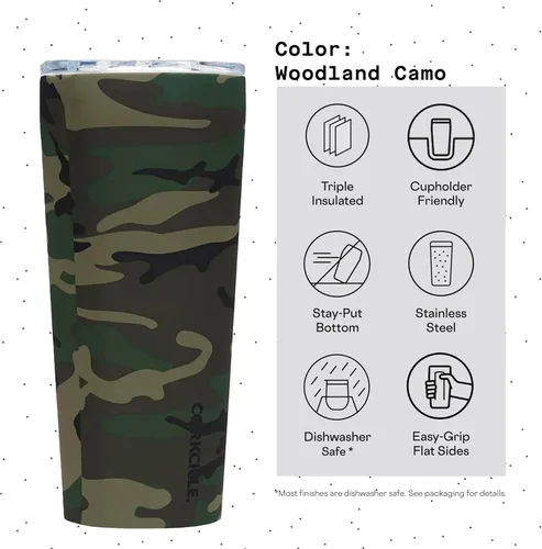 Miniatura 4 de Corkcicle - Taza de viaje, acero inoxidable con aislamiento Camuflaje del bosque