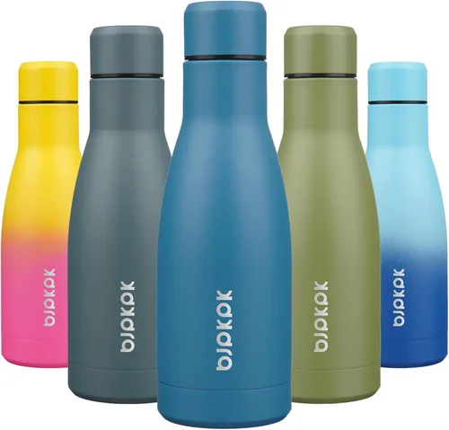 Miniatura 44 de BJPKPK Botellas de agua de acero inoxidable con aislamiento de 17 onzas, mantiene el frío y el calor, brillante oro rosa Oro rosa brillante