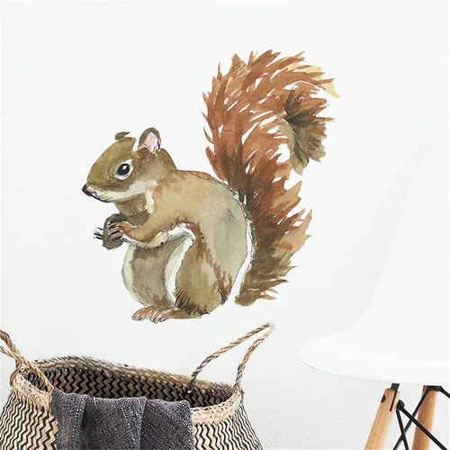 Miniatura 3 de Calcomanías de pared con diseño de ardilla, diseño de animales de la naturaleza, removibles, para sala de estar, dormitorio, guardería, habitación