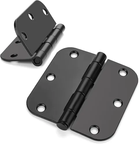 Miniatura 9 de Haidms Paquete de 24 bisagras de puerta color negro mate sin chirridos de 3.5 pulgadas, bisagras de puerta interior redondeadas con pin extraíble