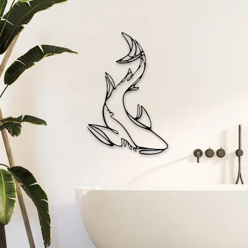 Miniatura 4 de Xedatric Decoración de pared de metal de tiburón, llamativa escultura náutica de pared para baño, dormitorio, hogar, arte marino duradero