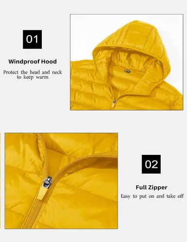Miniatura 5 de MAGCOMSEN Chaqueta acolchada ligera con capucha para hombre, con cremallera completa, resistente al agua, acolchada, con forro