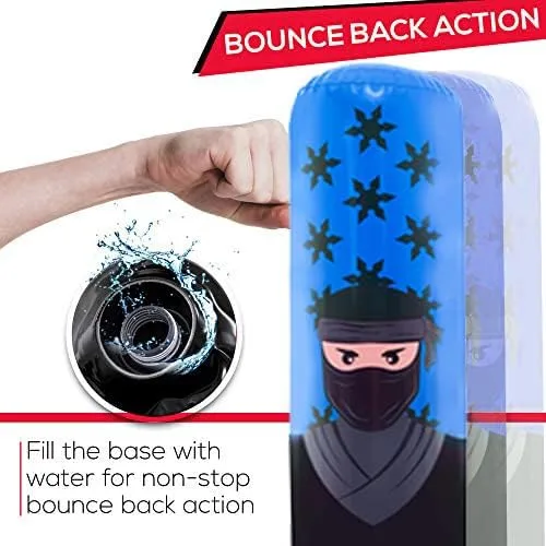 Miniatura 3 de Whoobli Ninja - Bolsa de boxeo inflable para niños, bolsa de boxeo inflable para niños, bolsa de rebote Bop para jugar, boxeo, karate, manejo
