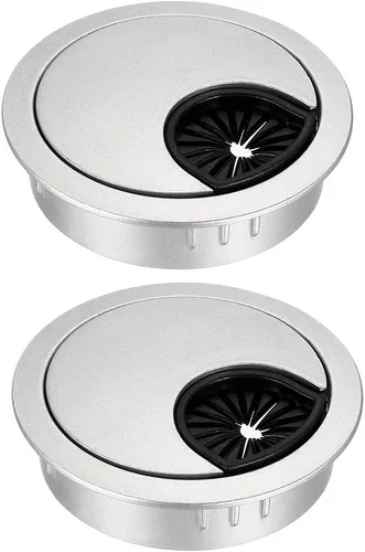 Miniatura 26 de uxcell Cubierta de agujero para cable, 2 pulgadas/1.969 in, aleación de zinc, para cable de escritorio, ojales para oficina, PC, organizador