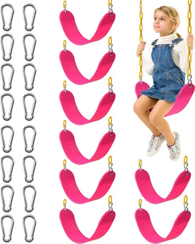 Miniatura 23 de Sunnyglade Juego de 2 columpios resistentes con cadena de 66 pulgadas, accesorios de repuesto con ganchos a presión, soporta 250 libras (2, verde)