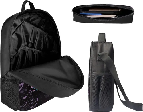 Miniatura 82 de HUGS IDEA Juego de 3 bolsas escolares con aislamiento térmico para el almuerzo, estuche para lápices
