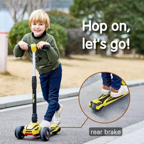 Miniatura 3 de LOL-FUN Scooter para niños de 3 a 12 años de edad con luces LED de 3 ruedas, extra ancho plegable para niños de 3 a 5 años con 4 alturas ajustables