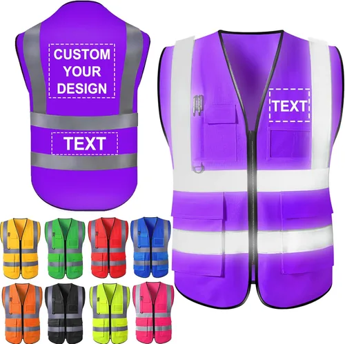 Miniatura 12 de Aolun Chalecos de seguridad de alta visibilidad, chaleco reflectante con bolsillos, logotipo personalizado, ropa de trabajo protectora para hombres