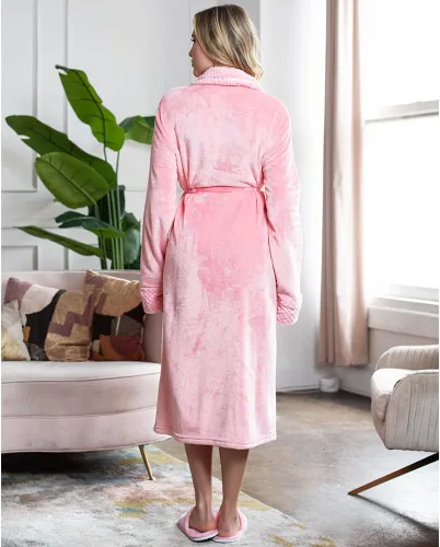 Miniatura 7 de Lotus Linen Plush Hooded Bathrobe for Women, Customized Monogram Robe, Cozy and Luxurious