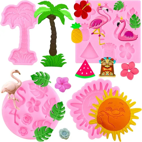Miniatura 11 de ZiXiang Molde de silicona de hojas tropicales de flamenco, helecho, hojas de Monstera, moldes de fondant para decoración de cupcakes, decoración