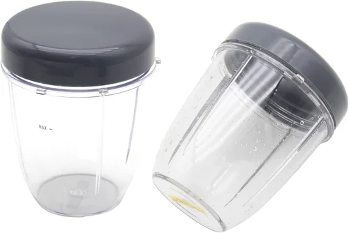 Vasos de repuesto para licuadora y tapas planas, piezas de repuesto compatibles con Nutribullet Cups Blender de 600 W/900 W, vaso de 18 onzas, tapas