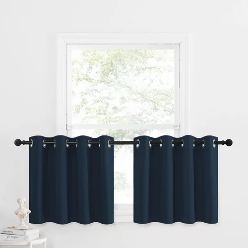 Miniatura 110 de NICETOWN Cortinas opacas de cocina para ventana sobre el fregadero, aislamiento térmico, decoración del hogar, pequeños niveles opacos con ojales