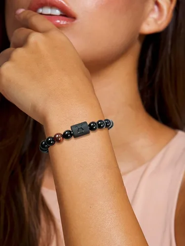 Miniatura 2 de Dcfywl731 Pulsera de pareja del zodiaco para hombres, pulseras de piedra natural de ónix negro para mujeres, regalos para hombres, regalos